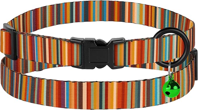 2 Pack Cat Collars with Bell - Breakaway Soft Collar for Girl & Boy Cats, Adjustable Safety Cute Kitten Collars – Comfortable Stylish Patterned Print Design Lightweight (Colorful + Flowers)