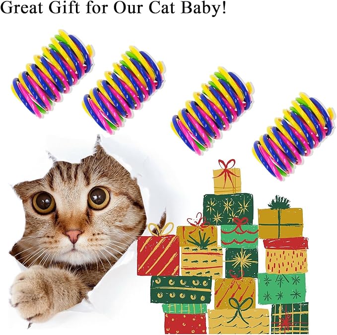 Cat Spring Toys, Bouncy Coil Kitty Cats Spiral Spring Toy for Indoor Cats Heavy Interactive Cat Toys Springy Chew Toys Springs Cat Toy for Biting Entertainment Kitten Toys (30pcs Spring Toy)