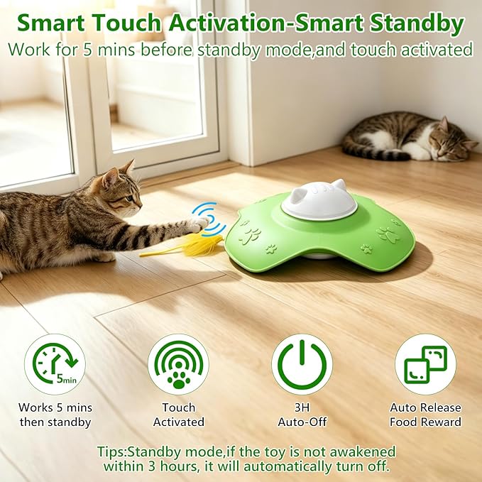 Interactive Cat Toys for Indoor Cats,Rechargeable Whack-a-Mole Automatic Treat Reward Feather Pop-Up Play Toy for Cats, Cognitive Stimulation & Exercise, Durable Pet Entertaining Game with Fluttering