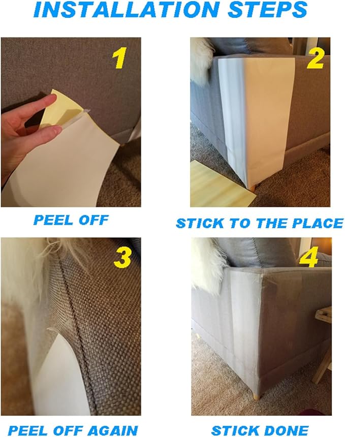 Anti-Scratch Furniture Protectors - 10pcs Clear Double-Sided Cat Scratch Deterrent Tape for Couch, Sofa, Chair & Leather