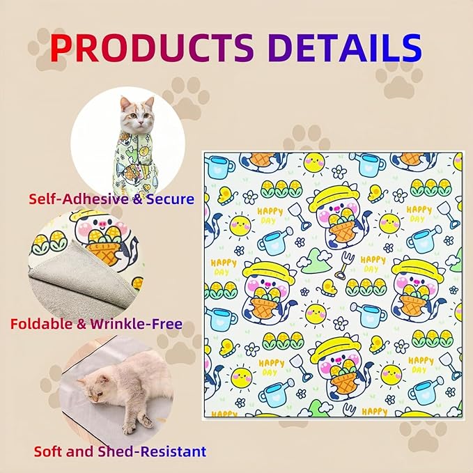 Cat Wrap for Cutting Nails Cloth Burrito Wrap for Nail Clipping,Scratch and Escape Prevention,Multi-Purpose Swaddle Wrap Pet Worker (Giraffe + Lion, 21.65inchx21.65inch)