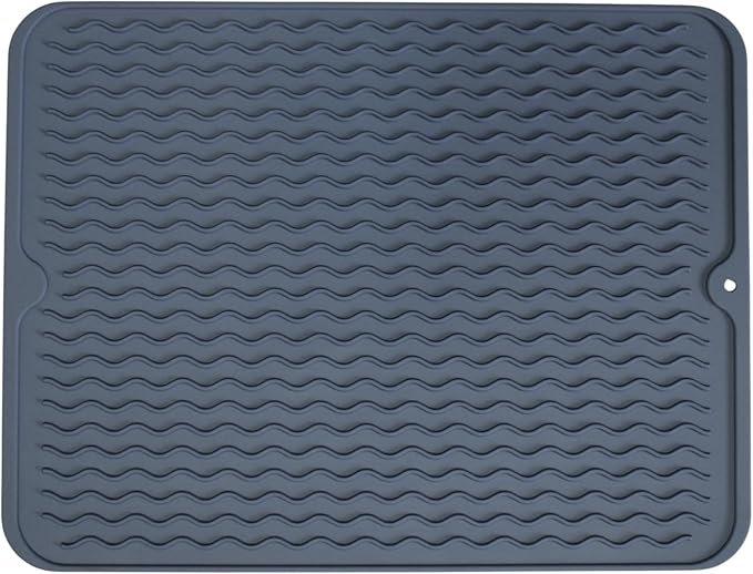 Silicone Pet Feeding Mat for Dogs, Cats, Small Animals, Non-Slip Waterproof Food and Water Mat with Raised Edge, BPA-Free Convenient Hook Storage by Dependable Industries (Blue, 12 x 16 inch)