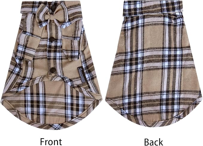 MAMORE Plaid Dog Shirt, Cute Puppy Outfit T-Shirt for Small Dogs Boy Girl, Soft Breathable Pet Cat Clothes Easter Thanksgiving Christmas Costume Apparel