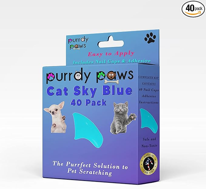 40 Pack Soft Nail Caps for Cat Claws Sky Blue Medium