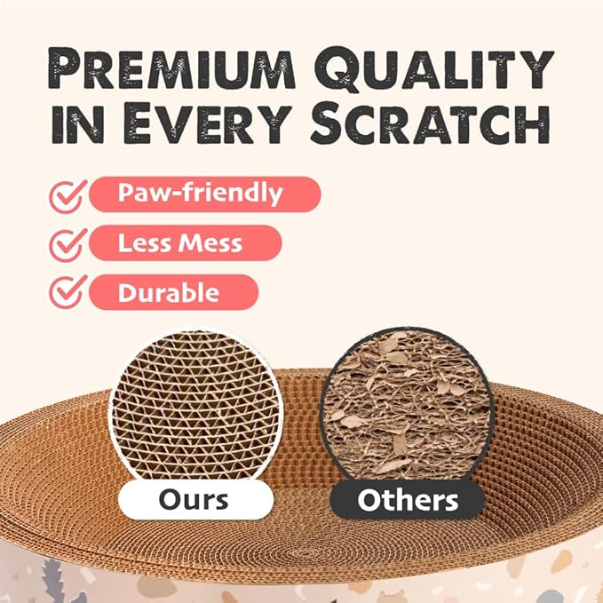 BLUE BAY Cat Scratcher Lounge Bed — 2-in-1 Cardboard Scratch Bowl & Cozy Cat Bed for Indoor Cats, High-Density Corrugated Scratcher, Non-Toxic Recyclable Furniture Protector, All Breeds