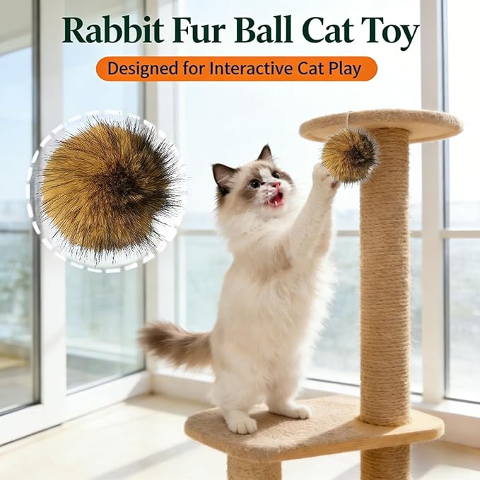 3pcs Cat Toy Faux Rabbit Fur Ball, 2026 New Soft Fluffy Cat Ball, Furry Catnip Ball Washable & Fun to Chase, for Bunny Kicks & Chase Games, for Indoor Exercise & Bonding