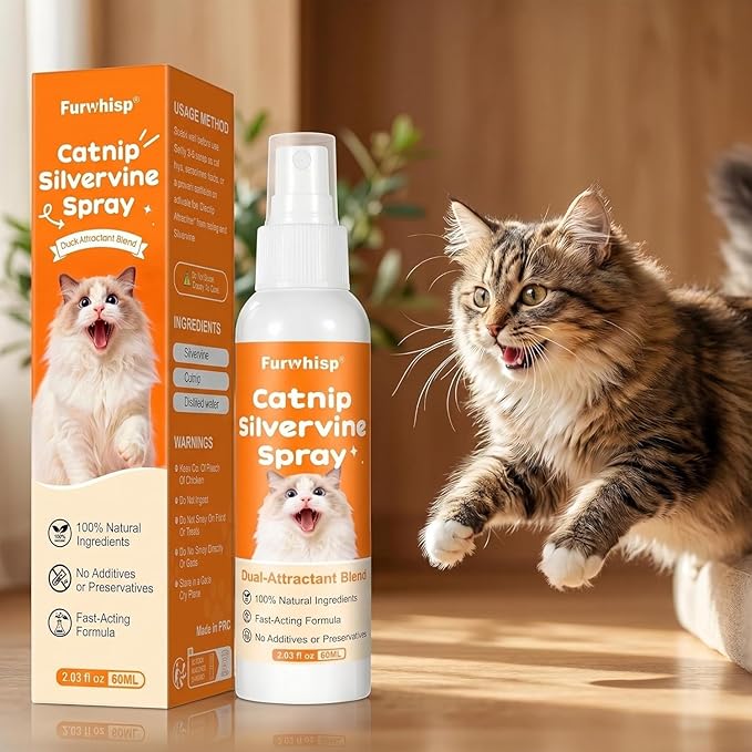 Catnip Spray with Silvervine,100% Natural Dual-Plant Formula,Loved by 9 Out of 10 Cats, Renews Old Toys & Encourages Positive Scratching, Indoor & Outdoor Use – 2 oz
