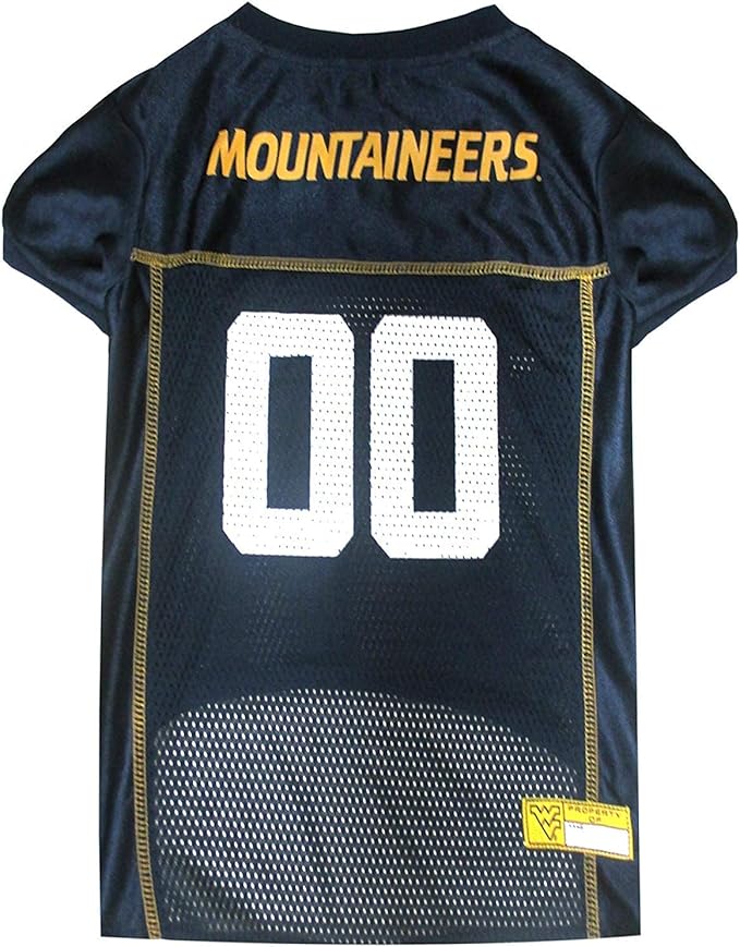 Pets First NCAA College West Virginia Mountaineers Mesh Jersey for DOGS & CATS, Small.Licensed Dog Jersey with your Favorite Football/Basketball College Team