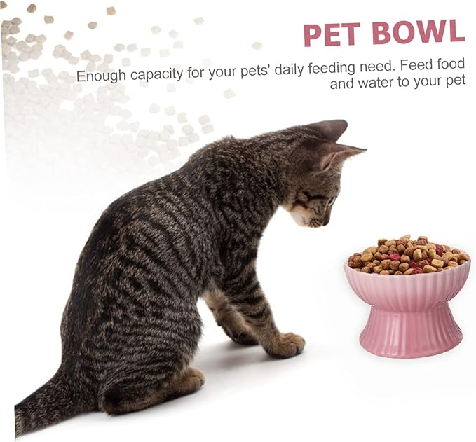 VICASKY Elevated Pet Food Bowl for Cats and Dogs Stylish Design Supports Healthy Eating Posture Easy Daily Feeding Vertical Stripes