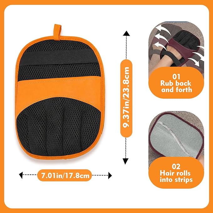 2 Pack Magic Brush Glove Pet Hair Electrostatic Premium Pet Hair Remover Glove for Dogs & Cats Upgraded Reusable Grooming Mitt, Gentle Deshedding Brush for Shedding Easy Clean & Durable(Purple/Yellow)