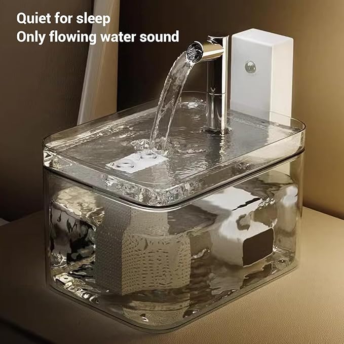 Fabater Cat Water Fountain, Automatic Pet Fountain with Filter Box, 1.5L Rechargeable Water Dispenser, Pet Drinking Waterer, Indoor Watering Feeder for Dogs, Cats