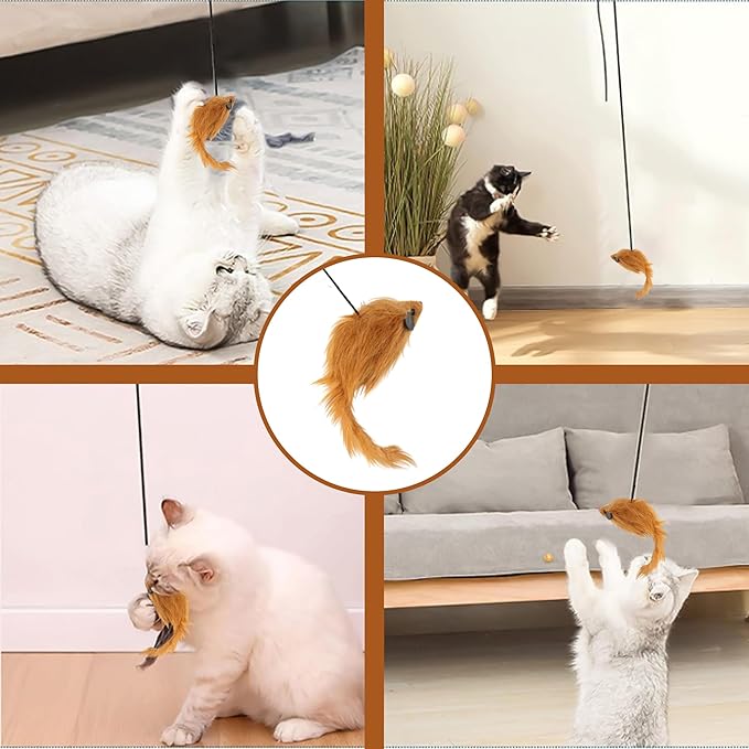 SPOT A-Door-Able Bouncing Mouse Cat Toy - Hanging Rattle & Catnip Interactive Toy, Entertain Cats for Hours, Indulge Natural Hunting Instincts, Provide Mental Stimulation, Suspend From Any Door Frame