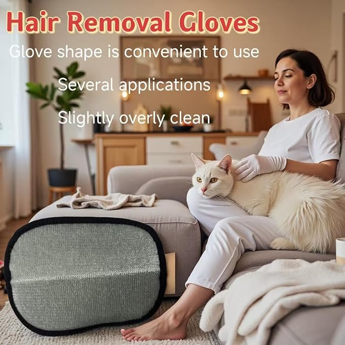 Pet Hair Removal Glove for Cats & Dogs – Efficient Grooming Gloves for Hair Removal, Reusable Tool for Cat & Dog Grooming, Also Works on Couches, Furniture, Carpets, Curtains (2 Pcs)