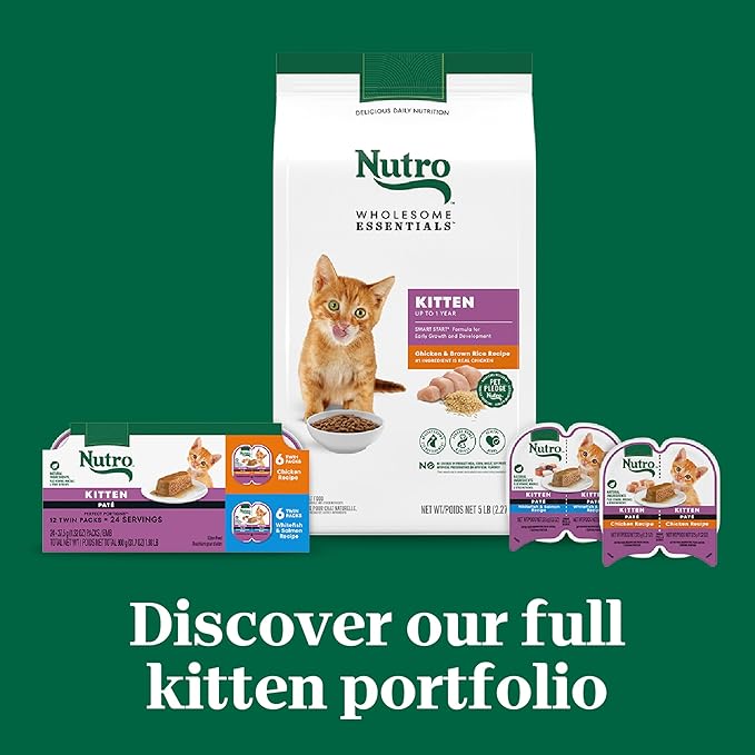 Nutro Perfect Portions Wet Kitten Food Pate Chicken Recipe, Pate Wet Cat Food, 2.6 oz. Twin-Pack Trays, 24 Count, 48 Servings