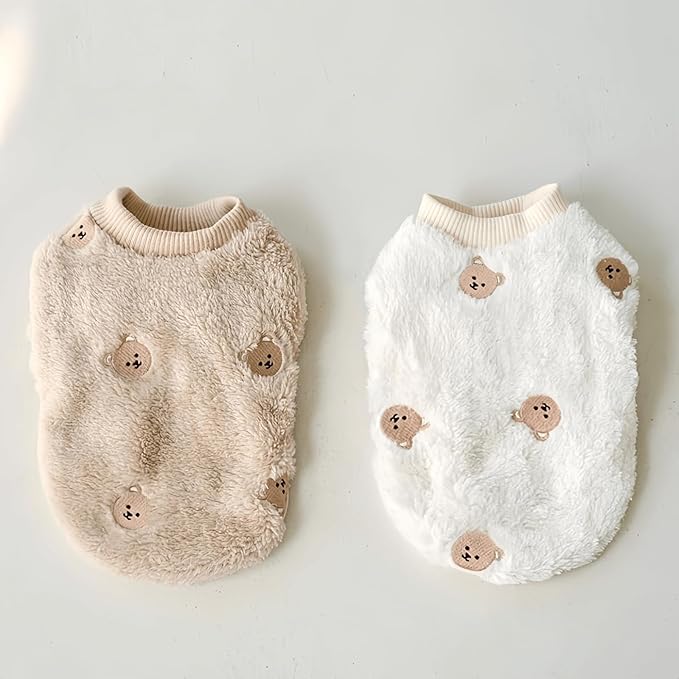 Cute Pet Apparel Bear Pattern Cartoon Dog Clothes All Season Sleeveless Puppy Kitten Pullover Soft Skin-Friendly (Brown, L (7.7-11lbs))