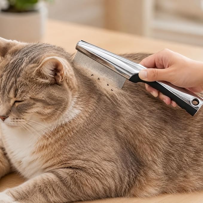 Resco Professional Flea and Face Comb, Anti-Static for Grooming Pets Very Fine Pin Spacing, Chrome