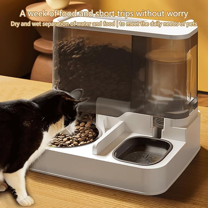 Large Capacity Automatic Water Dispenser and Food Bowl for Cats Dogs Food Container 2in1 Pet Watering and Feeding Supply Automatic Feeder