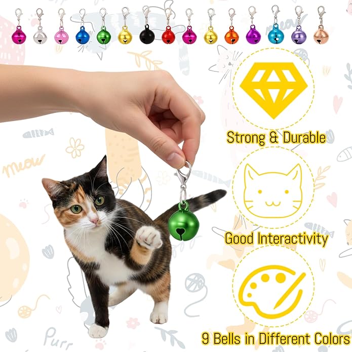 15 Pcs Cat Bell, Bell for Dog Collar, Anti-Lost Collar Charm Accessories with Keychain for Dogs Cat