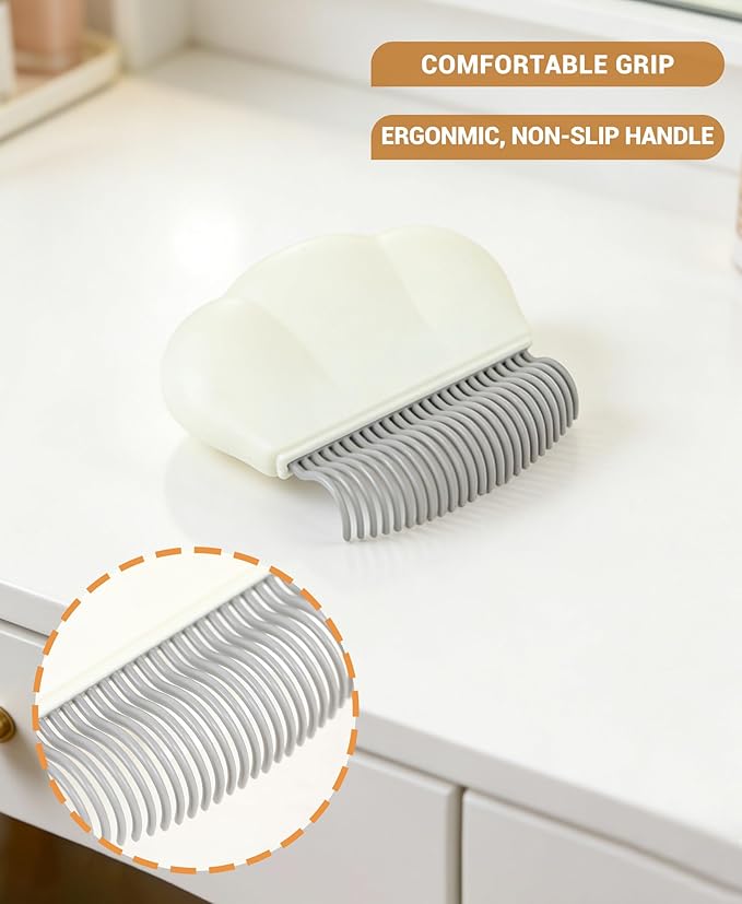 2-in-1 Pet Hair Removal Massaging Shell Comb, Soft Deshedding Brush for Cats & Dogs, Gentle Grooming Tool for Mats & Tangles (White)