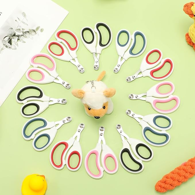 Therwen 24 Pcs Cat Nail Clipper Bulk Cat Nail Trimmer Kitten Claw Clippers Pet Nails Cutter Claw Care for Cats Kittens Bunny Puppy Rabbit Gatos Sharp Safer (Single-Hole,White Series)