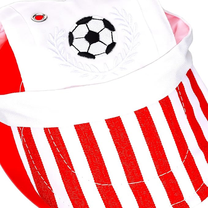 World Cup Football-Themed Dog Accessories: Triangular Bandana and hat Set. Breathable and Comfortable, Adjustable fit, Suitable for Small to Medium-Sized Pets for Outdoor Activities and photoshoots.