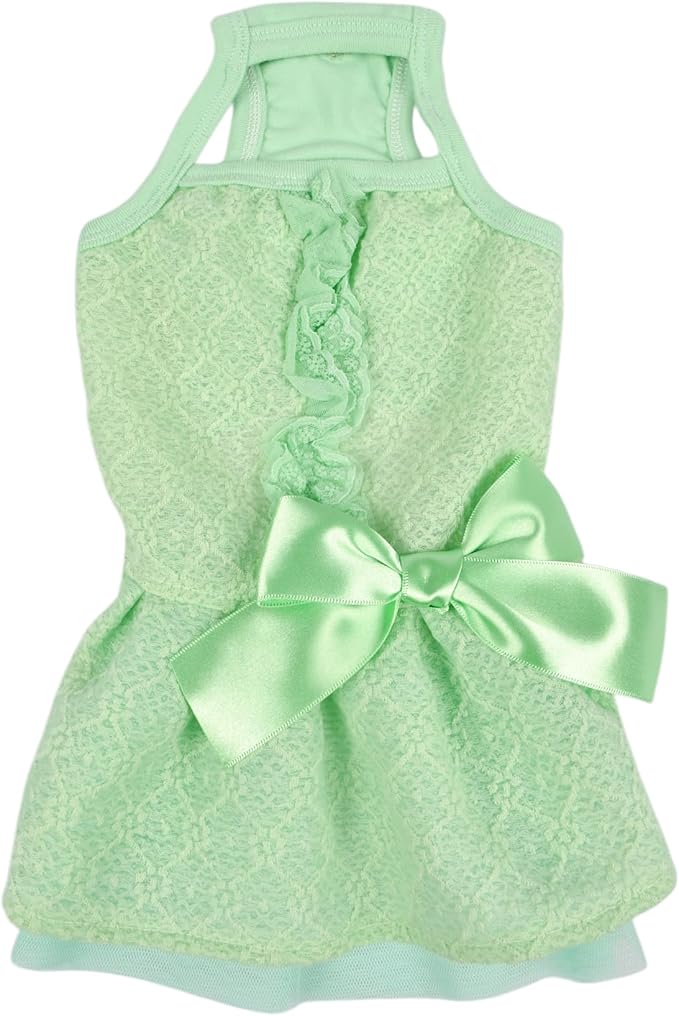 Pinkaholic New York Khari Dog One-Piece Dress Trendy Fashionable Cute Elegant Dog Apparel for Small Dogs, Mint, Medium