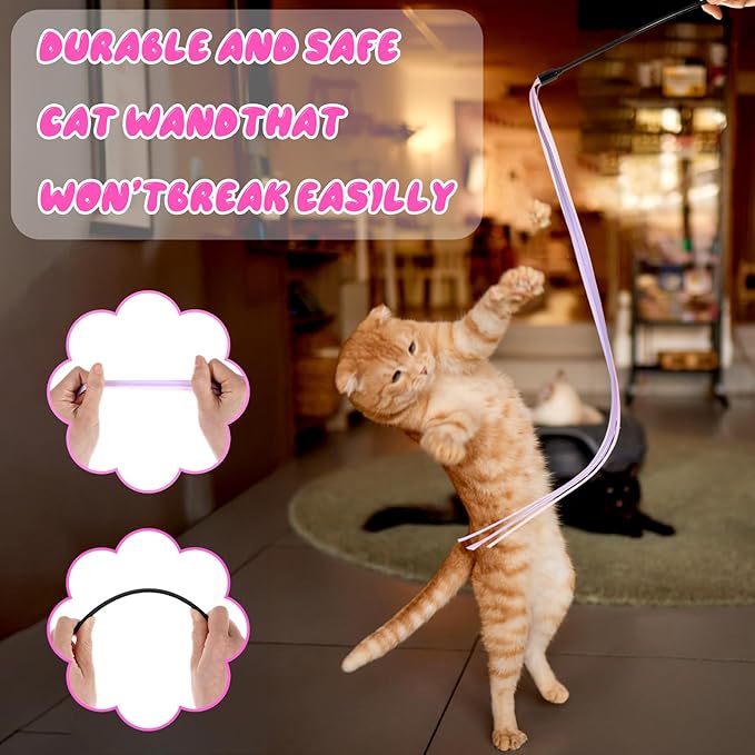 4 Pcs Ribbon Cat Toy,Interactive Cat Toy String,Colorful Kitten Toys Ribbon,Ribbons Toys for Cats for Indoor Cats for Kittens Teaser Training Exerciser Playing Accessories