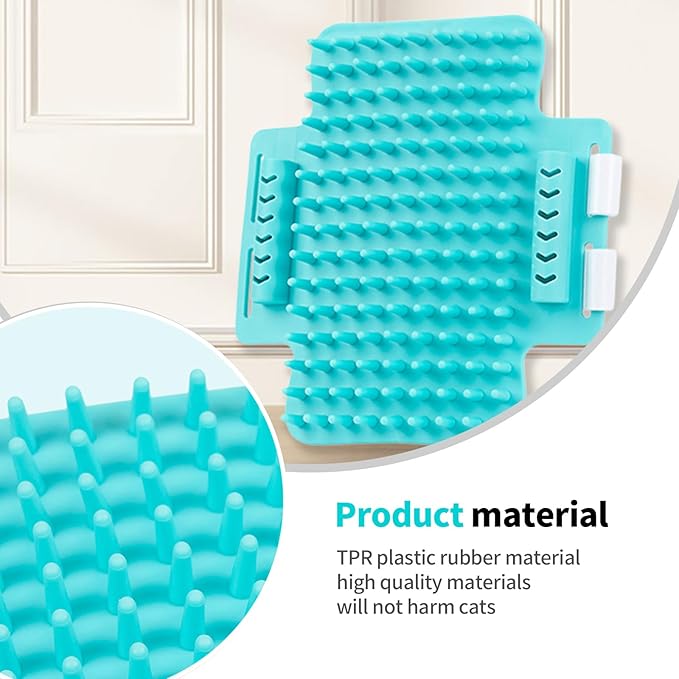 2 Pack Cat Self Groomer, Rubber Table Corner Face Wall Scratcher, Soft Pet Chin Head Grooming Brush Comb for Indoor Kitten Puppy Relaxing Bathing Cleaning, Green