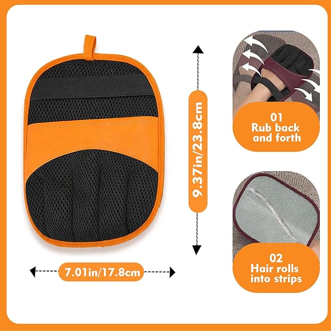 Pet Hair Remover Glove for Dogs & Cats, Electrostatic Reusable Grooming Mitt Gentle Deshedding Brush for Shedding Fur Easy Clean Pet Hair Removal Tool (Yellow)