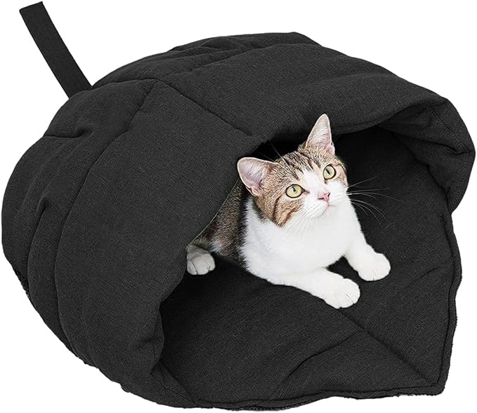 Indoor Cats Cave Bed with Leaves Shape Design Fabric Rest Bed Sleep Bag for Kittens and Winter Autumn Essential Furniture