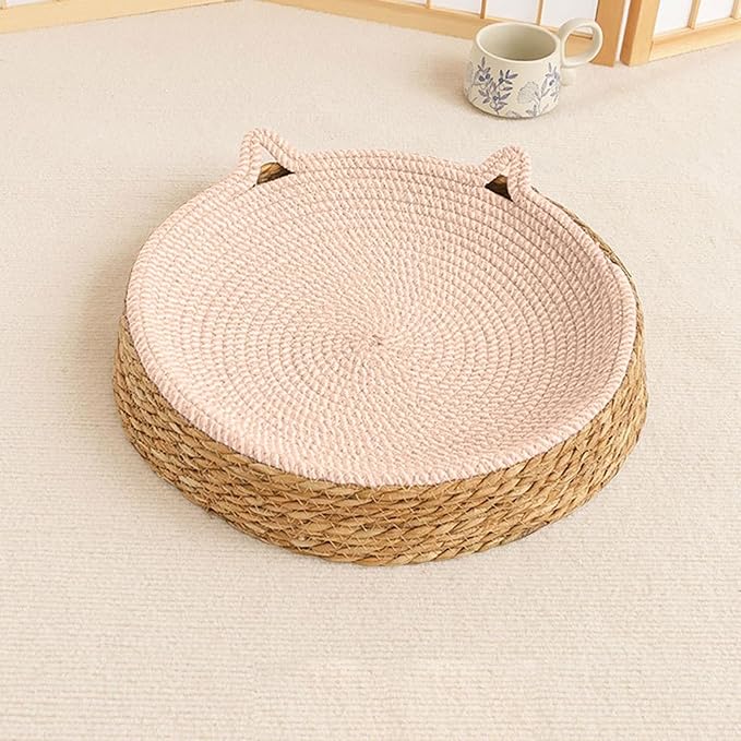 Cat Lounge Disc Bed Circular Sisal Fiber Ventilated Cooling Scratch Board Pad Rest Sleep Toy Tunnel Jump Fitness Paw Care Relaxation Ergonomic Nonslip FurnitureSafe Premium