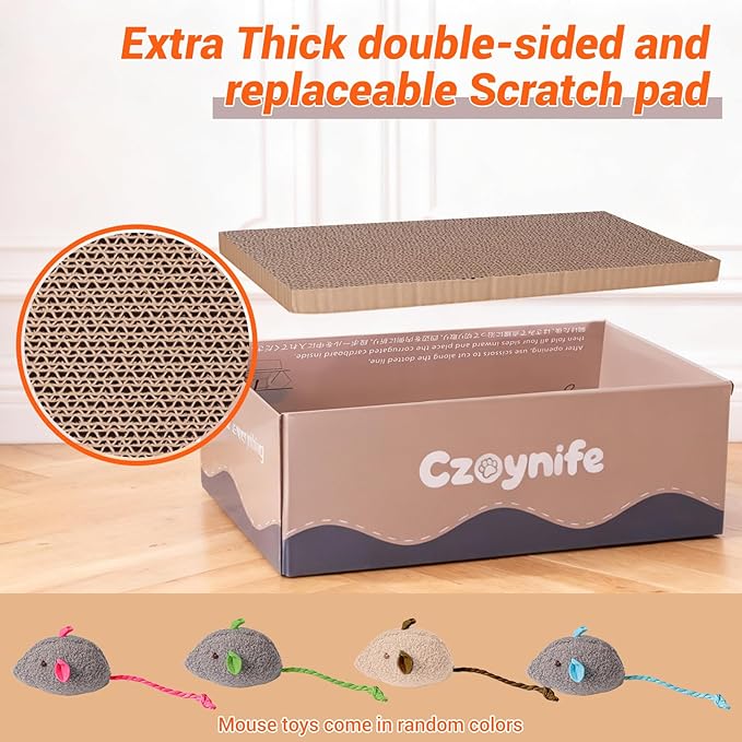 3PCS Cat Scratcher Bed, Oval Cat Scratcher Pad Bowl Nest for Indoor Cats, Round Cat Scratching Cardboard, Furniture Protector for Couch, for Kittens (Coffee, 15.7 * 10 in)