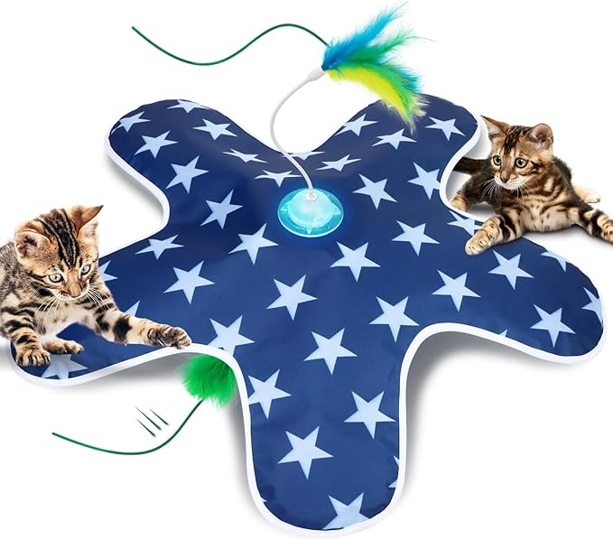 Sofolor Interactive Cat Toys Tumbler, Moving Concealed Feathers, Touch Activated, Rechargeable Cat Toys for Indoor Cats, 2in1 Hide and Seek for Kittens