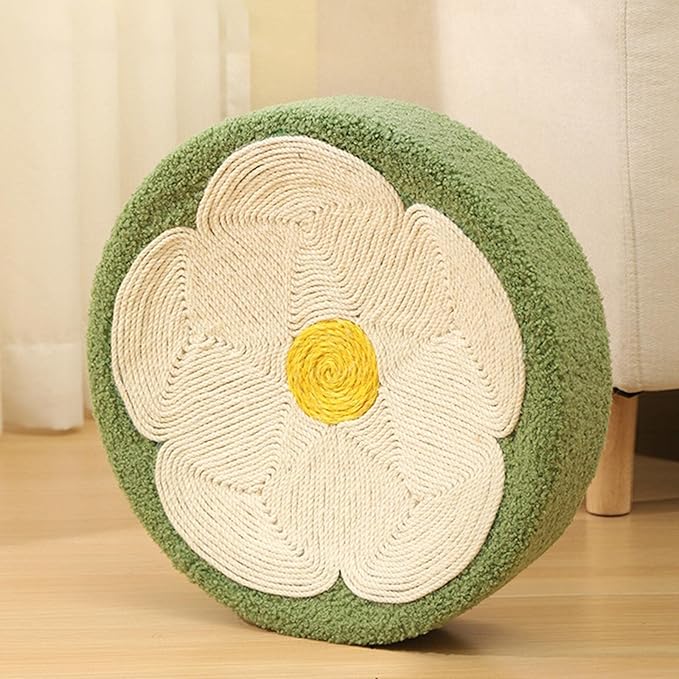 Cat Scratcher Bowl Sisal Scratching Board Lounge Bed Furniture Protector Sofa Couch 15.35inch Green Flower