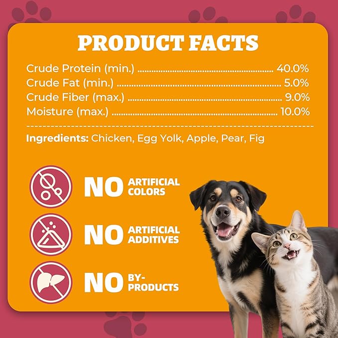 Wellix Dog & Cat Food Topper, Cat Treats for Indoor Cats, Fiber Treats for Dogs Supporting Dogs Gut Health, with Freeze Dried Chicken, Freeze Dried Fruit & Egg Yolk for Cats, 7.05oz