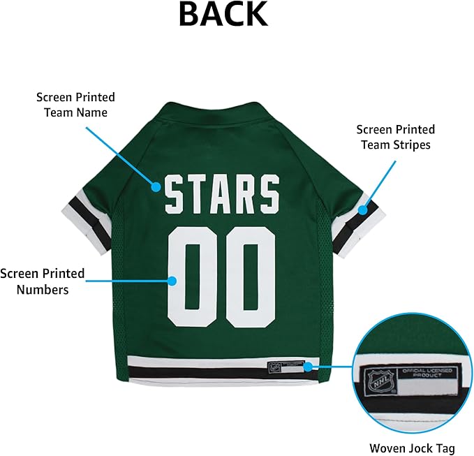 Pets First NHL Dallas Stars Jersey for Dogs & Cats, X-Large. - Let Your Pet Be A Real NHL Fan!