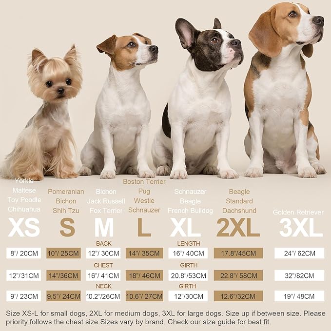 XPUDAC Dog Pajamas for Small Medium Dogs, Strechy Soft Dog Clothes for Dogs Girl Boy Pet Jumpsuit, Cat Onesie-L
