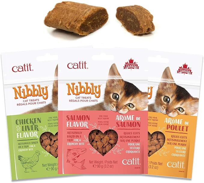 Catit Nibbly Cat Treats, Healthy Baked Treats, Salmon, 3.2 Oz