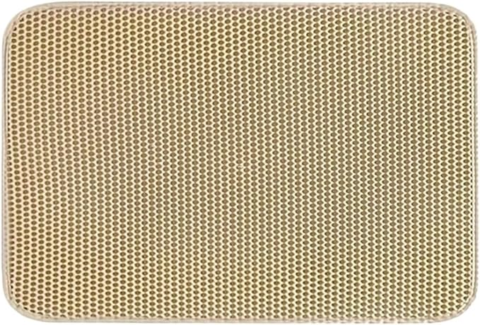 1Pc Large Size Cat Litter Honeycomb Double Layer Design,Urine Waterproof,Easy Cleaning,Scatter Control,Stay Clean(Khaki,M-55X75cm)