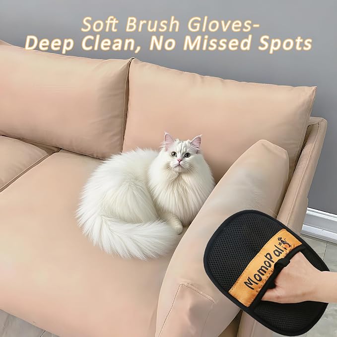 QISHENG - Pet Hair Removal Glove for Dogs & Cats,Reusable/Washable/Electrostatic Mitt for Furniture, Couch, Carpet, Car Seat&Clothing. Quick Cleaning Grooming Glove, 2Pcs