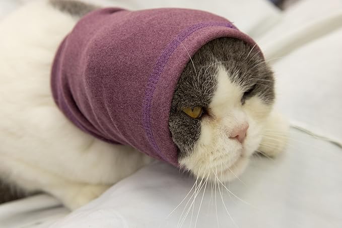 Cat Snood Cover Noise Cancelling Ear Wrap Neck Cat Head Cover Ear Wrap for Baths Pail Lilac S