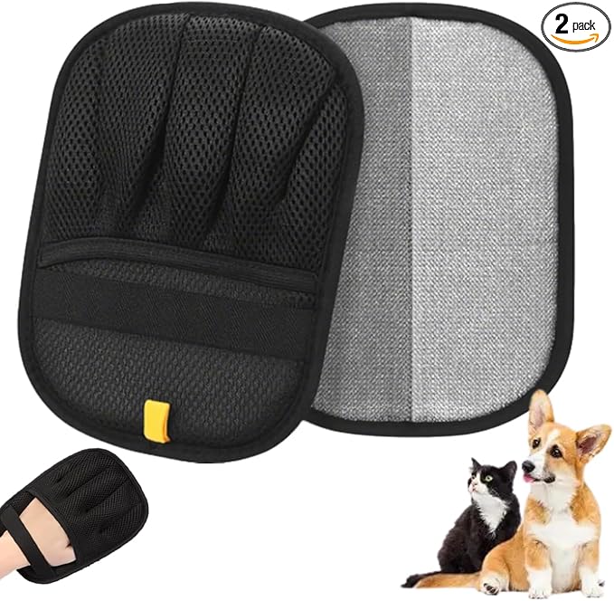 2 PCS Pet Hair Removal Glove for Cats & Dogs–Reusable Magic Brush Pet Hair Remover,Upgraded 5-Finger Electrostatic Pet Hair Gloves, Removes Loose Hair from Furniture,Clothes & Car Seats