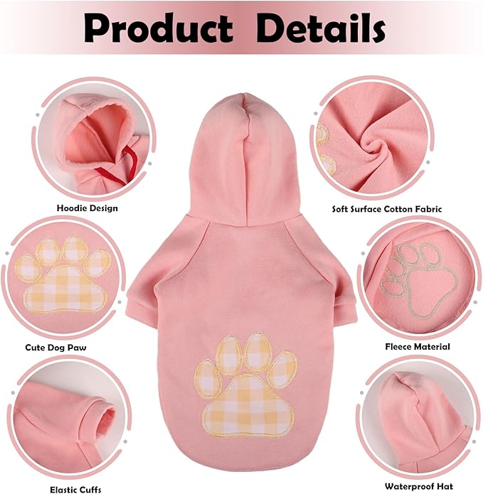 SAWMONG Dog Hoodie,Flannel Pet Hooded Sweater with Hat Puppy Pullover Sweater Shirt,Dog (Pink,3XL)