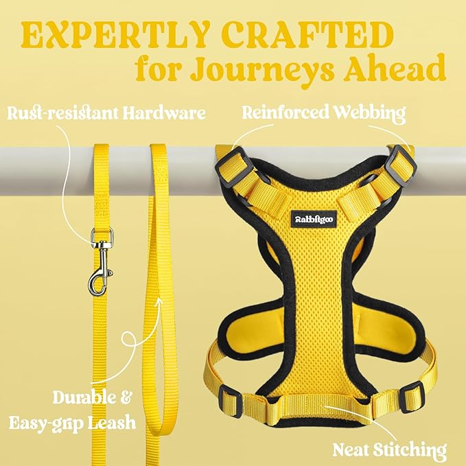 rabbitgoo Cat Harness and Leash for Walking, Escape Proof Soft Adjustable Vest Harnesses for Cats, Easy Control Breathable Reflective Strips Jacket, Yellow, S
