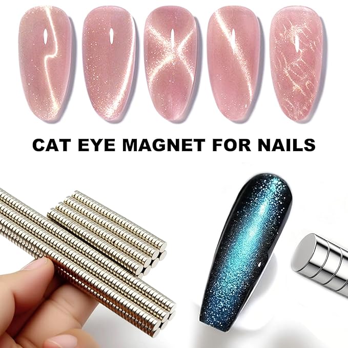 100pcs 5×2mm Mini Round Magnets for Nail Clippers, Measuring Artificial Nail Length, Multi-Use Cat Eye Nail Design Tools, Neodymium Magnet for Fridge Magnets, Crafts, Office Supplies