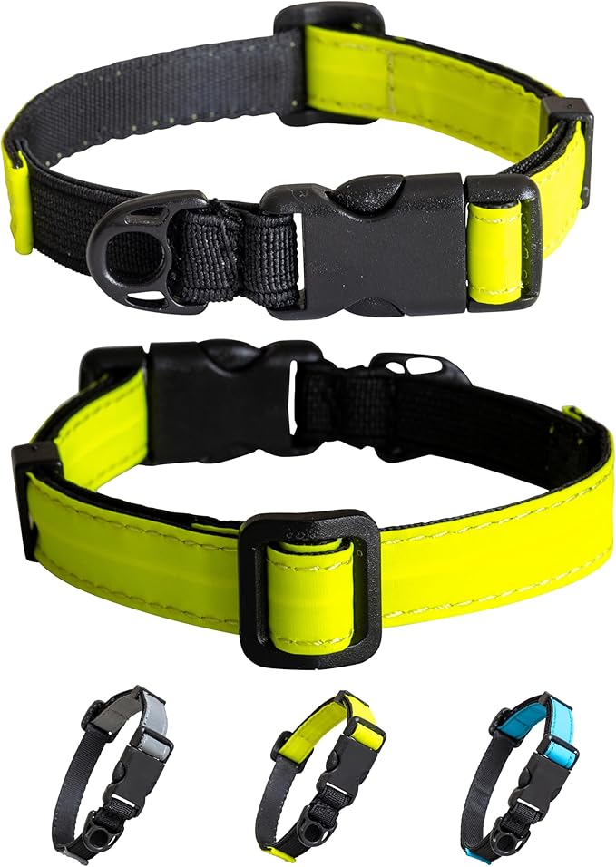 CatGoods Reflective Yellow Stretch Cat Collar – Escape-Safe Alternative to Breakaway, Adjustable, Comfortable, ID and Bell Attachment