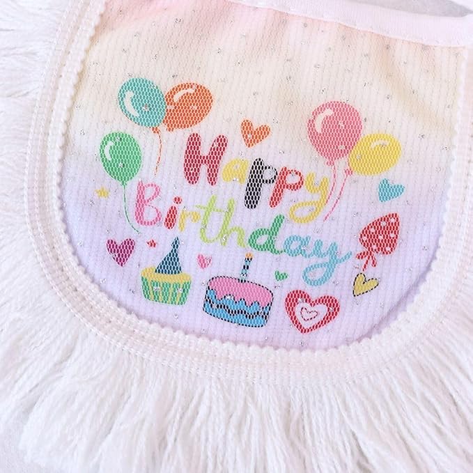 Cat Birthday Party Supplies, Pink Girl Cat Kitten Birthday Hat with Numbers & Gradient Bandana, Birthday Outfit Apparel for Cats and Kittens (Small, Happy Birthday)