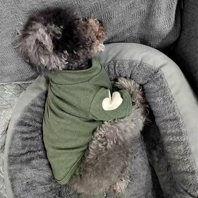 Small Dog Sweaters for Dogs Girls Boys, Heart Love Pattern Puppy Clothes, Puppy Pullover Outfit (Dark Green, Small)