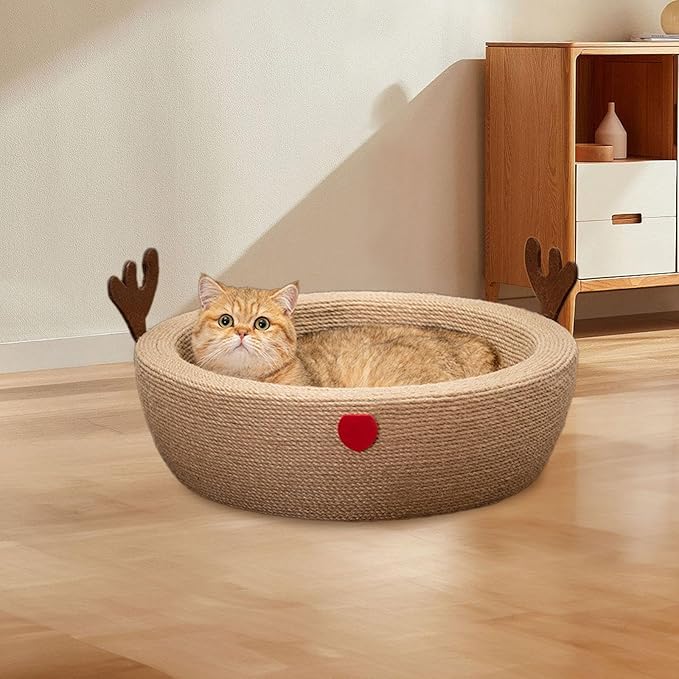 Cat Scratcher Cardboard Scratching Pad Sleeping Couch Bed Cat Scratcher Bowl for Furniture Protection Small Medium Large Cats L(S)