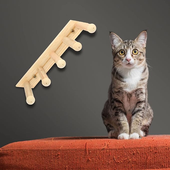 Cat Wall Steps Cat Scratch Wall Mount Shelf Cute Furniture Shelves Elevated Bed Climbing Ladder Steps Indoor Ladder Pet Plaything Wooden Log Tree